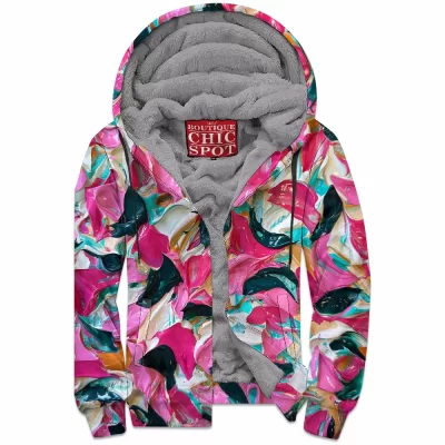 Flower Zip-Fleece-Hoodie
