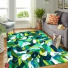 White and Green Rectangle Rug