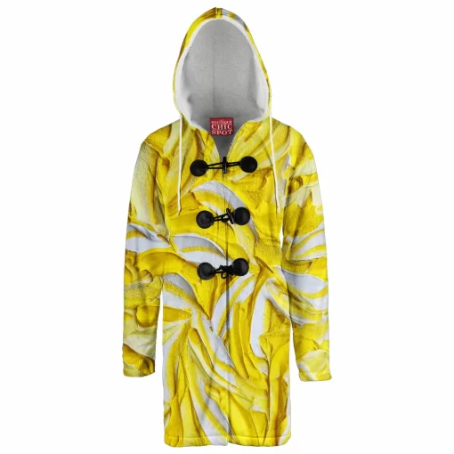 Yellow Abstract Hooded Cloak Coat