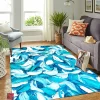 White and Blue Rectangle Rug