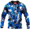 White and Blue Flower Hoodie