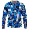 White and Blue Flower Knitted Sweater
