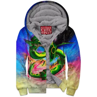 Anime Zip-Fleece-Hoodie, Pokemon Zip-Fleece-Hoodie, Rayquaza Zip-Fleece-Hoodie