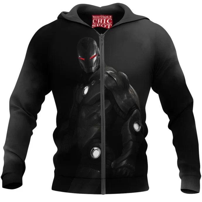 Black Iron Man Zip Hoodie