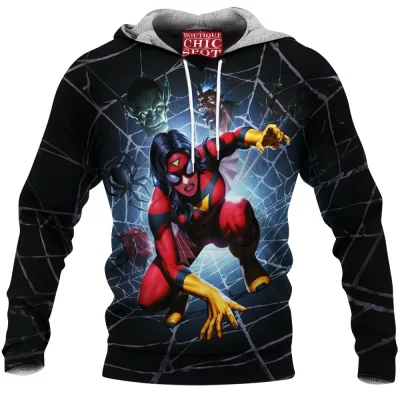 Comic Fleece-Hoodie, Spider-Woman Fleece-Hoodie