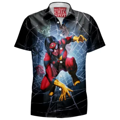 Comic Hawaiian-Shirt, Spider-Woman Hawaiian-Shirt