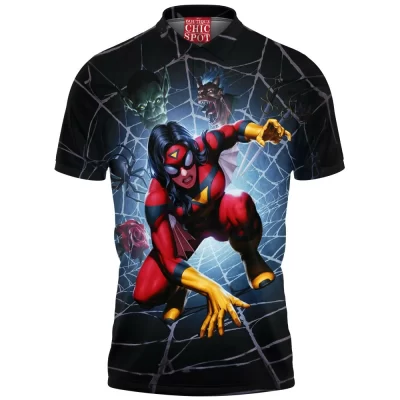 Comic Polo Shirt, Spider-Woman Polo Shirt