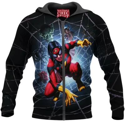 Comic Zip-Hoodie, Spider-Woman Zip-Hoodie