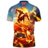 Comic Polo Shirt, Fantastic Four Polo Shirt, Human Torch Polo Shirt