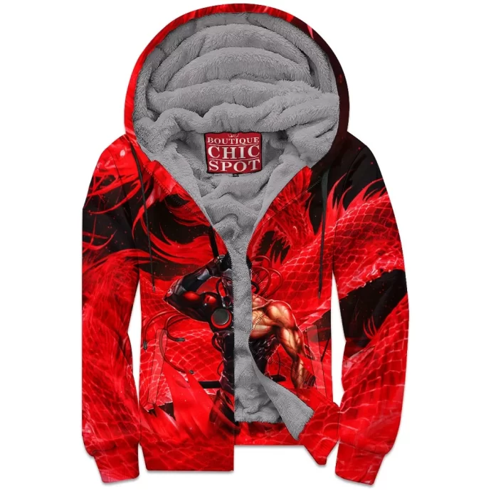 Red Genji Zip Fleece Hoodie