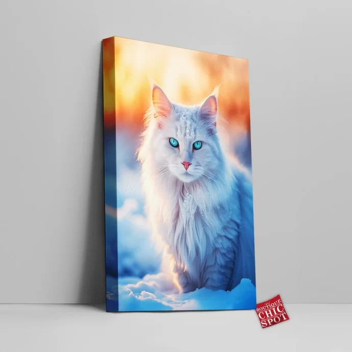 Blue Eyed White Cat Canvas Wall Art