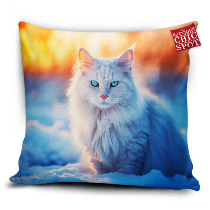 Blue Eyed White Cat Pillow Cover