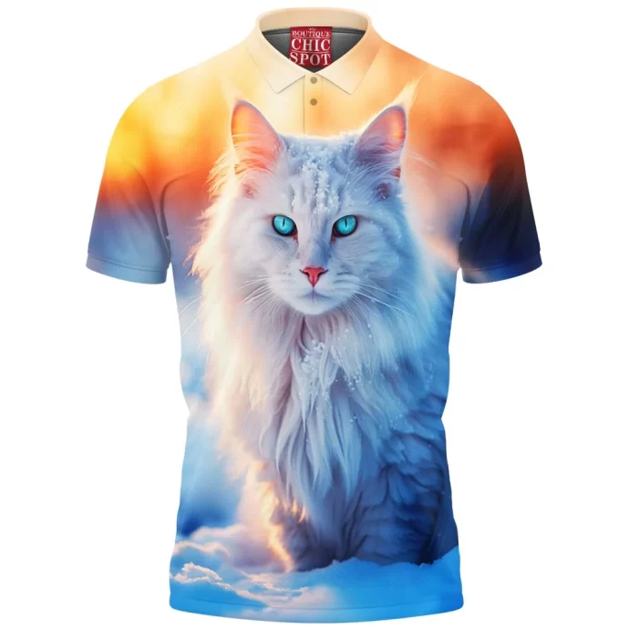 Blue Eyed White Cat Polo Shirt