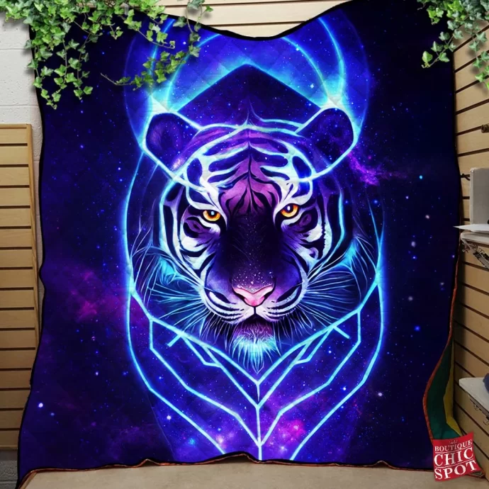 Galaxy Tiger Quilt Blanket