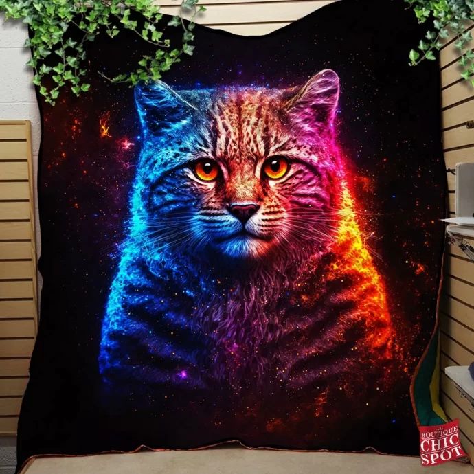 Galaxy Cat Quilt Blanket