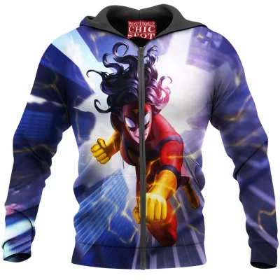 Comic Zip-Hoodie, Spider-Woman Zip-Hoodie