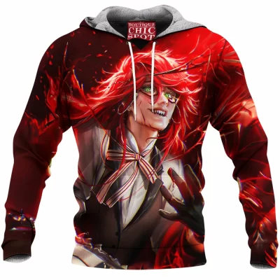 Anime Fleece-Hoodie, Black Butler Fleece-Hoodie, Grell Sutcliff Fleece-Hoodie