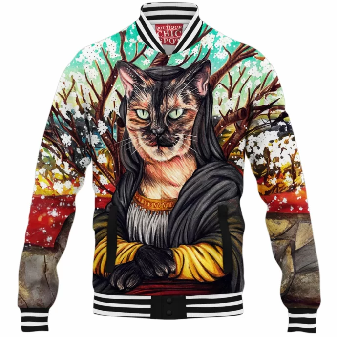 Mona Lisa Cat Baseball Jacket