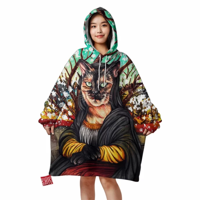 Mona Lisa Cat Blanket Hoodie