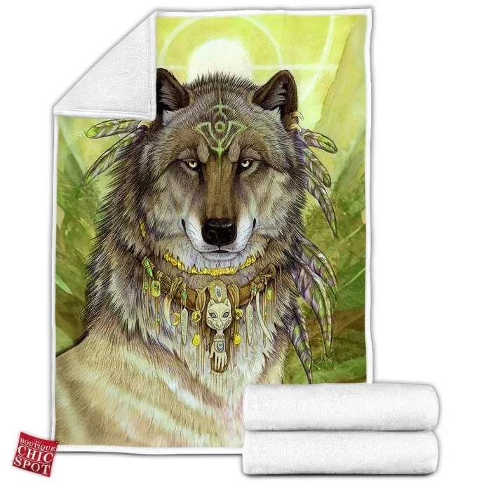 Ancient Wolf Fleece Blanket