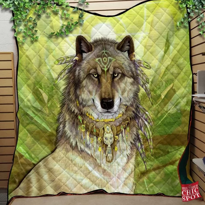 Ancient Wolf Quilt Blanket