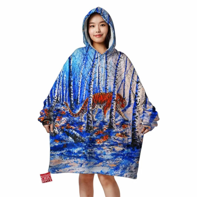 The Snowy Forest Tiger Blanket Hoodie