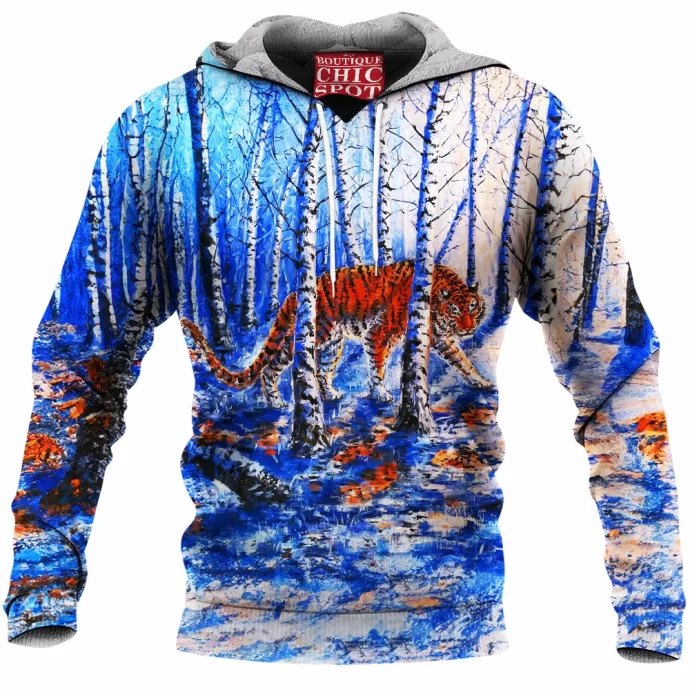 The Snowy Forest Tiger Fleece Hoodie