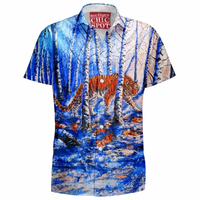 The Snowy Forest Tiger Hawaiian Shirt