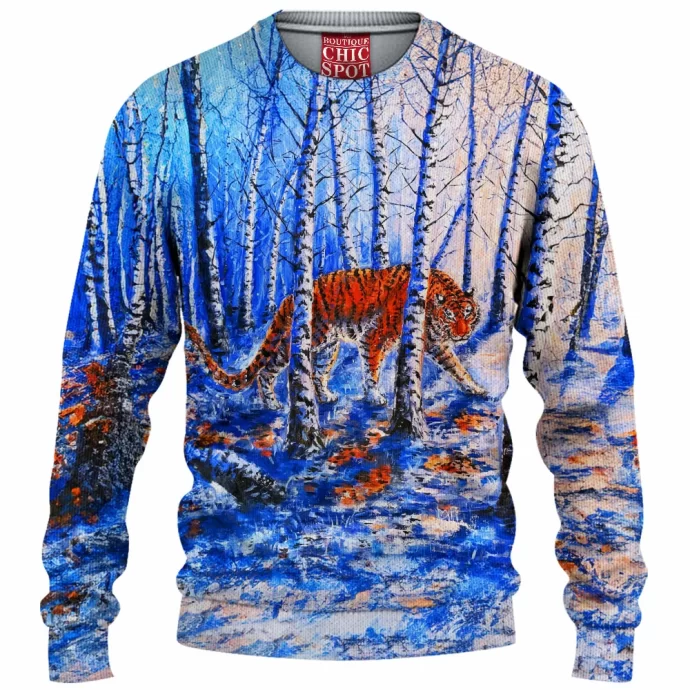 The Snowy Forest Tiger Knitted Sweater