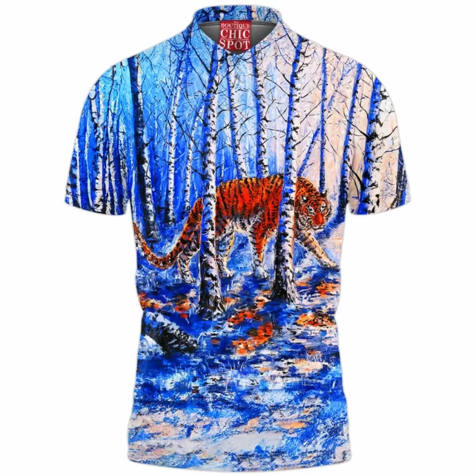 The Snowy Forest Tiger Polo Shirt