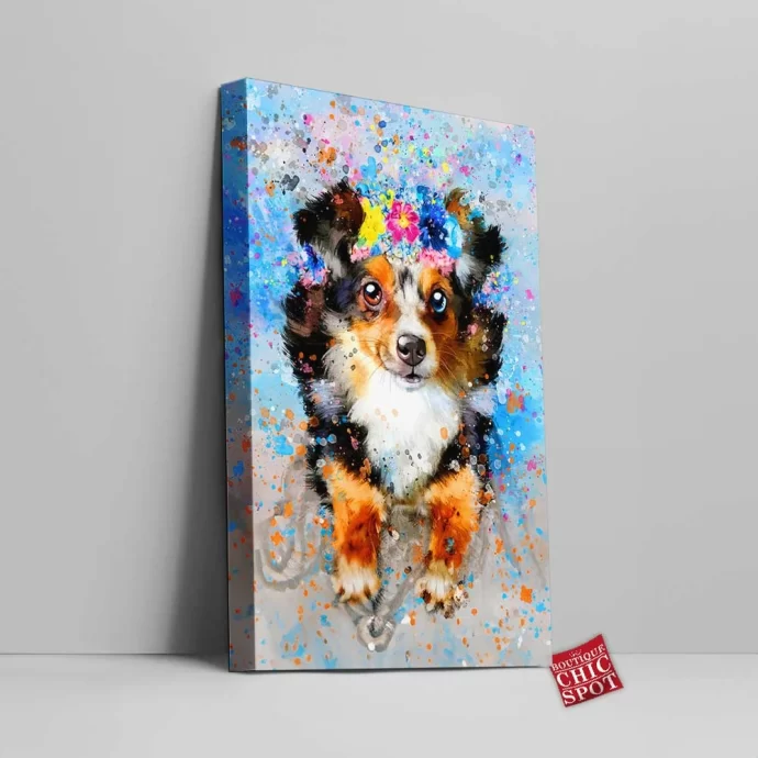 Flower Dog Canvas Wall Art