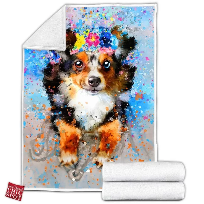 Flower Dog Fleece Blanket