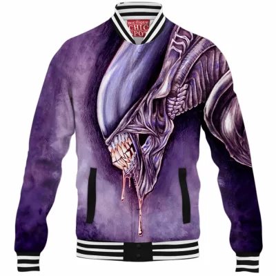 Alien Baseball-Jacket, Horror Baseball-Jacket, Sci-Fi Baseball-Jacket, Xenomorph Baseball-Jacket