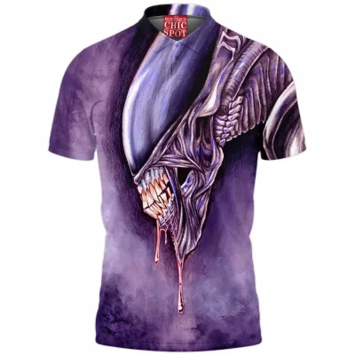 Alien Polo Shirt, Horror Polo Shirt, Sci-Fi Polo Shirt, Xenomorph Polo Shirt
