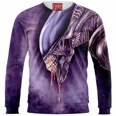Horror Zip Sweatshirt, Alien Zip Sweatshirt, Xenomorph Zip Sweatshirt