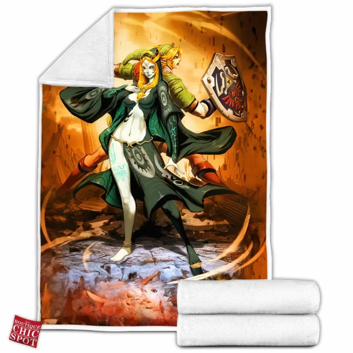 Zelda Midna And Link Fleece Blanket