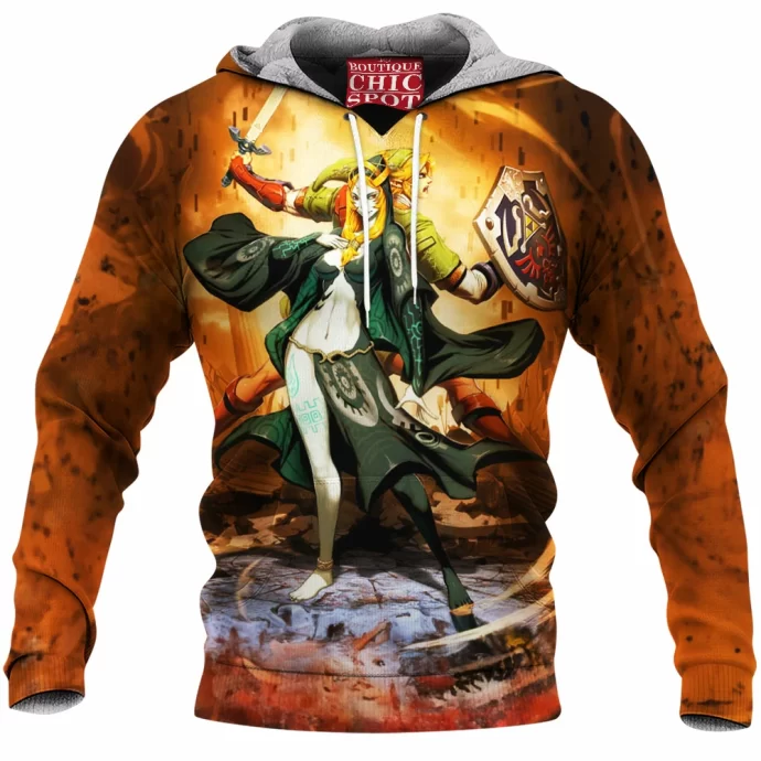 Zelda Midna And Link Fleece Hoodie