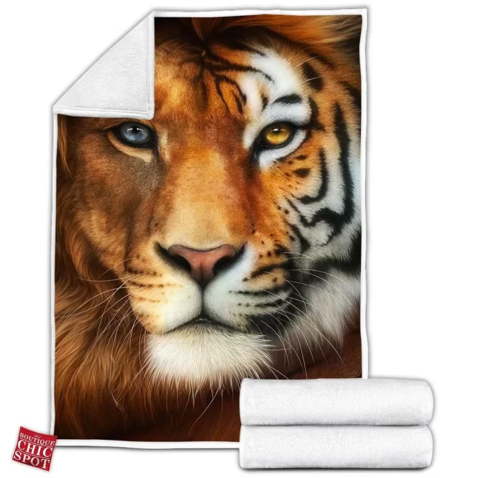 Lion And Tiger Fleece Blanket