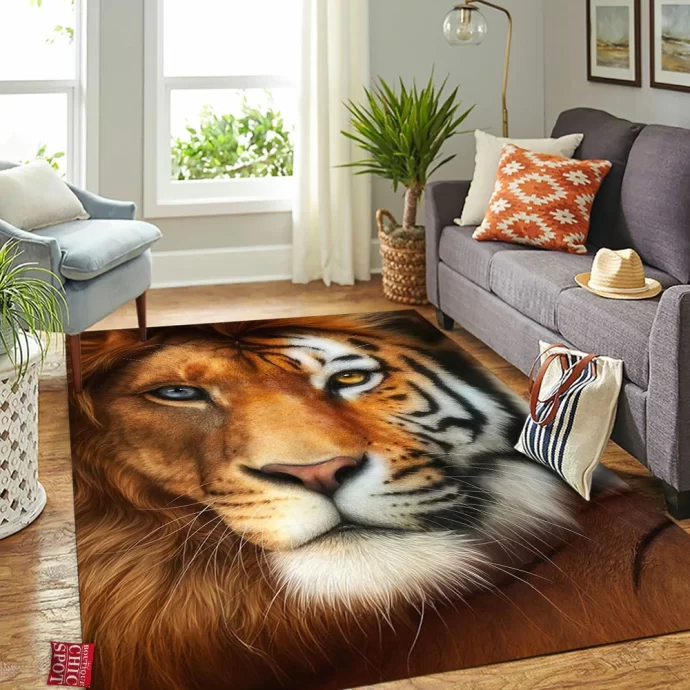 Lion And Tiger Rectangle Rug