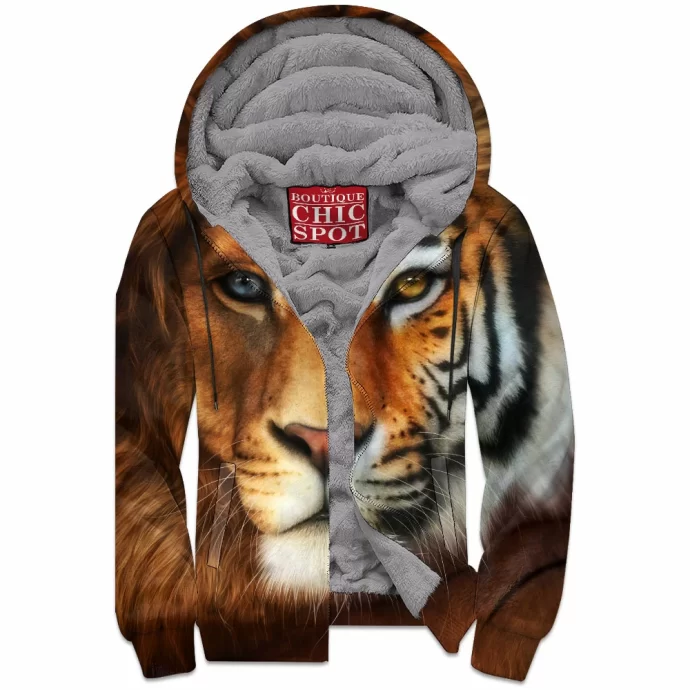 Lion And Tiger Zip Fleece Hoodie