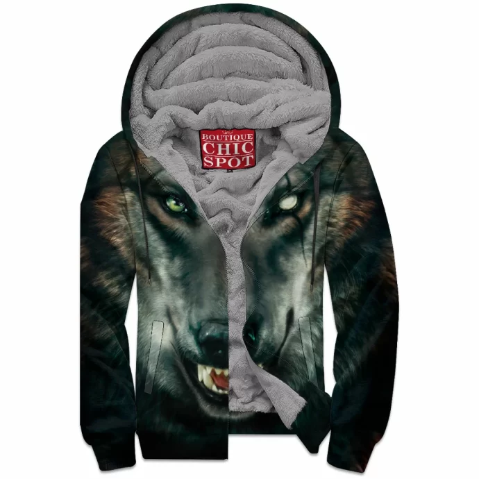 Hunger Wolf Zip Fleece Hoodie