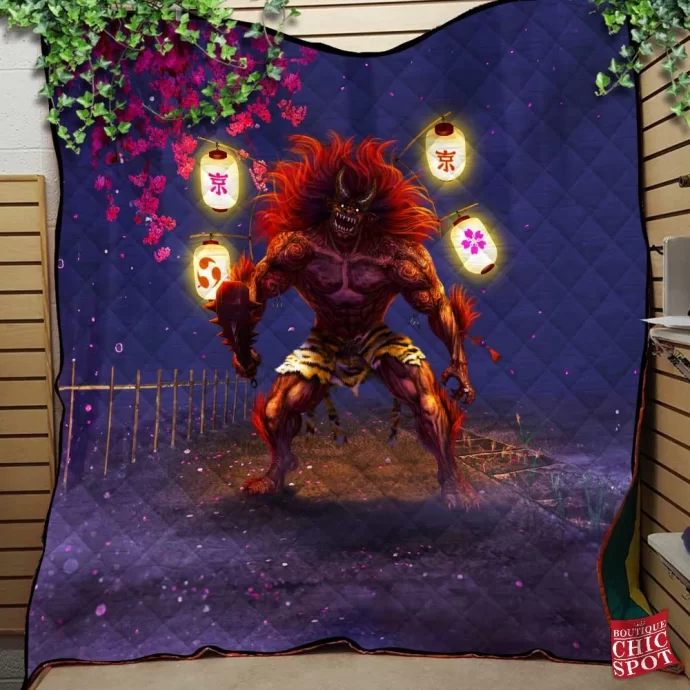 Lantern Oni Quilt Blanket