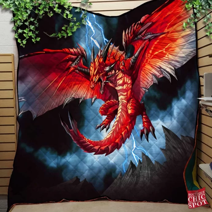 Red Dragon Quilt Blanket