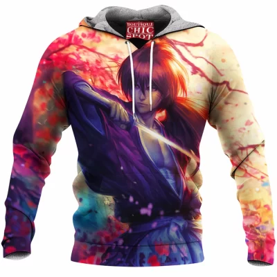 Kenshin Himura Fleece-Hoodie, Anime Fleece-Hoodie