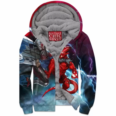Comic Zip-Fleece-Hoodie, Red Goblin Zip-Fleece-Hoodie