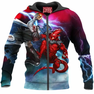 Comic Zip-Hoodie, Red Goblin Zip-Hoodie