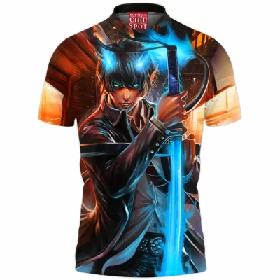 Anime Polo Shirt, Blue Exorcist Polo Shirt, Rin Okumura Polo Shirt
