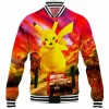 Anime Baseball-Jacket, Pikachu Baseball-Jacket, Pokemon Baseball-Jacket