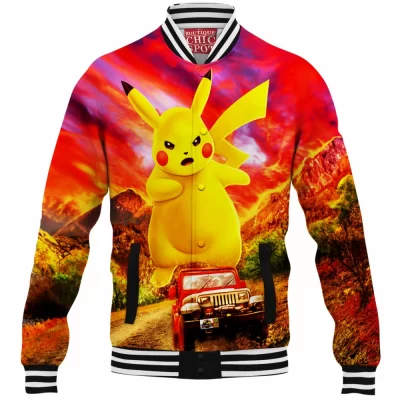 Anime Baseball-Jacket, Pikachu Baseball-Jacket, Pokemon Baseball-Jacket