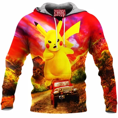 Anime Fleece-Hoodie, Pikachu Fleece-Hoodie, Pokemon Fleece-Hoodie